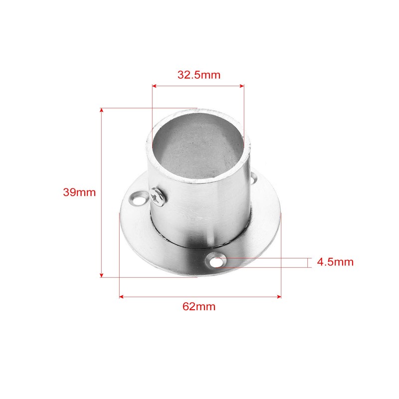 Hicello 2Pcs Stainless Steel Wardrobe Rail Rod Pole Socket End