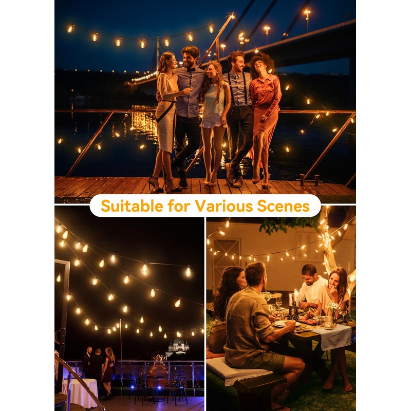 Ollny 25+2 LEDs ST38 Solar String Lights for Outside, 50