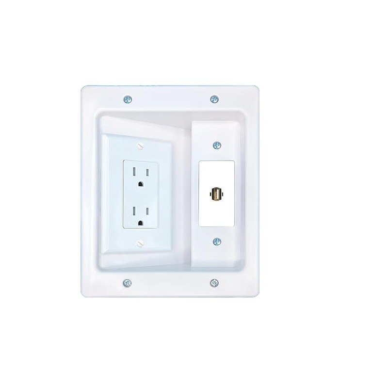 RiteAV USB2 Recessed Wall Plate Cable Concealer Management Kit with