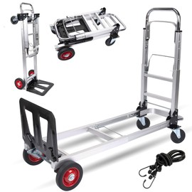 330LB Folding Hand Truck Dolly Cart with Telescoping Handle Heavy Duty Aluminum Hand Truck 2 in 1 Convertible Hand Truck Foldable for Moving with Bungee Cords