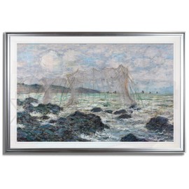 Monet Wall Art Collection Fishing nets at Pourville II Fine Giclee Prints Wall Art in Premium Quality Ready to Hang - Silver Frame