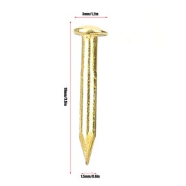 Oumefar 100PCS Gold Round Head Nail Solid Brass Nails Mini Model Nail Furniture Hinge for Hardware Accessories DIY Crafts Brass Brads 1/2 Inch Brass Boat Nails Ringed 1"(#4) 12 Gauge Brass Nail