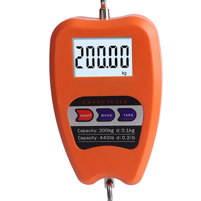Electronic Hook Scale 200kg Small Orange Wireless Industrial Fishing Scale
