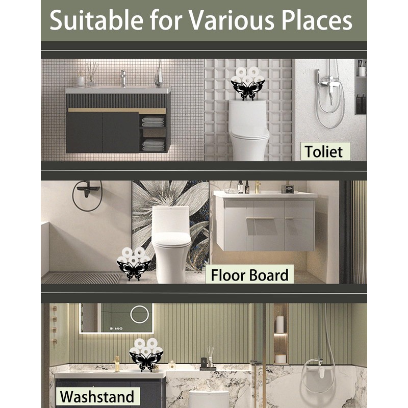 Gojoquanzhou Animal Butterfly Toliet Paper Holders Stand, Black Metal Toilet