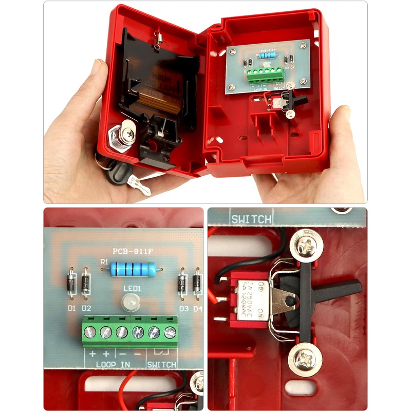 QWORK Wired Emergency Sound and Light Fire Alarm Station, 12