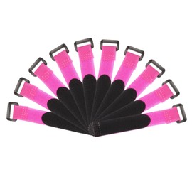 MECCANIXITY Fastening Hook and Loop Cable Tie 5.9 x 0.7 Inch Reusable with Buckle Adjustable Multi-Purpose Wire Strap for Cord Management Pink, Pack of 10