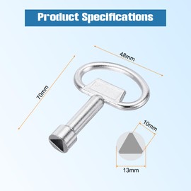 QUARKZMAN Set of 4 Triangular Key Wheelie Bin Metal Triangle Key with Key Ring Set Triangle Key for Water and Electricity Meter Bin (4 Silver)