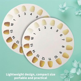 Uadme Teeth Colour Chart, 3pcs Teeth Color Comparing Charts Round Shape Teeth Bleaching Color Shade Guide Dental Teeth Color Cards for Home Clinic Hospital