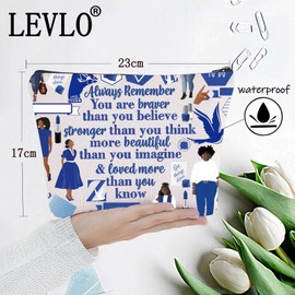 LEVLO Greek Sorority Cosmetic Make up Bag Finer Women Gift You Are Braver Stronger Smarter Than You Think Makeup Zipper Pouch Bag For Women Girls (Finer Bag)
