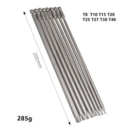 HAPPOW 8Pcs 200 mm/7.9" Long Torx Head Screwdriver Bit Set, Long Magnetic Screwdriver,1/4" Hex Shank Impact Driver Bits，Magnetic T8-T40, S2 Steel Impact Driver Bits for Secure Fastening