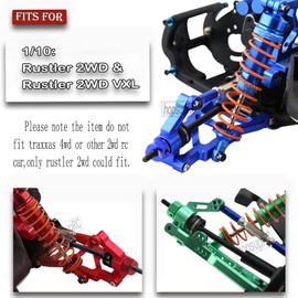 hopsupRC RC Alloy Front Rear Suspension Arm Upgrades Part for 1/10 Rusltler 2WD VXL,Caster Block,Steering Blocks,Rear Stub Axle Carriers,Shock Tower,Steering Bellcranks,Front Bulkhead,Blue