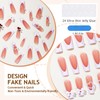 GlamRays 3D Cherry Bow Pearl False Nails White French Lace