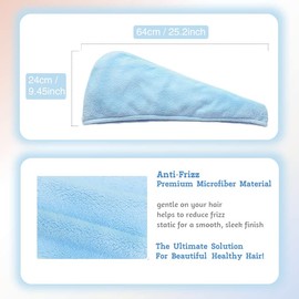 Shakeel Microfiber Hair Towel Wrap | Super Absorbent Hair Turbans for Wet Hair Quick Dry, Hair Wrap Towel with Buttons, Hair Drying Towel Anti-frizz, Grey
