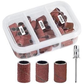NIOIPXA Sanding Bands Nail Drill Bits,75PCS Nail Sanding Bands for Nail Drill,80#180#240# Nail File Sanding Bands for Manicures Nail Drill Machine (Brown)