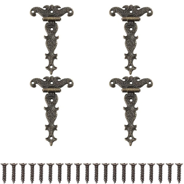 Lxoraziy 4 Pieces Antique Hinges Gate Hinge Zinc Alloy Furniture