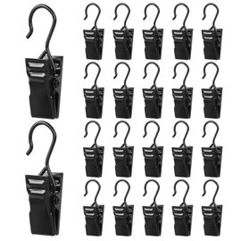 Sheryl&Rain 100Pcs Curtain Clips with Hooks,Stainless Steel Black Curtain Clips,Small Heavy-Duty Hook Clips Set,Hanging Clips,Shower Curtain Clips with Hooks,Clip Hooks for Decoration Craft Display