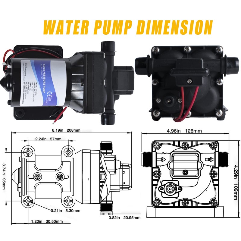 BOINE 4008-101-E65 12V Diaphragm Pump Water Pump 12V DC 3.0GPM