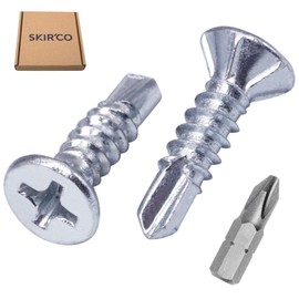 SKIR'CO Pack of 150 DIN 7504 P Galvanised Steel 3.9 x 16 mm Self-Drilling Screws for Metal, Tapping Screw, Countersunk Head