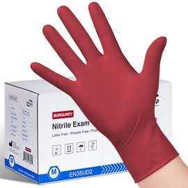 SwiftGrip Disposable Nitrile Exam Gloves, X-Small, Case of 1000, Burgundy, Latex-Free, Powder-Free, 3mil, Medical Grade, Food Safe, Non Sterile