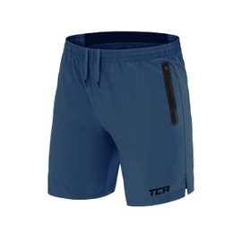 TCA Tech Boys Football Shorts - Lightweight Boys Sports Shorts w/Zip Pockets - Boys Shorts, Kids Shorts, PE Shorts - Iron Blue, 12 Years