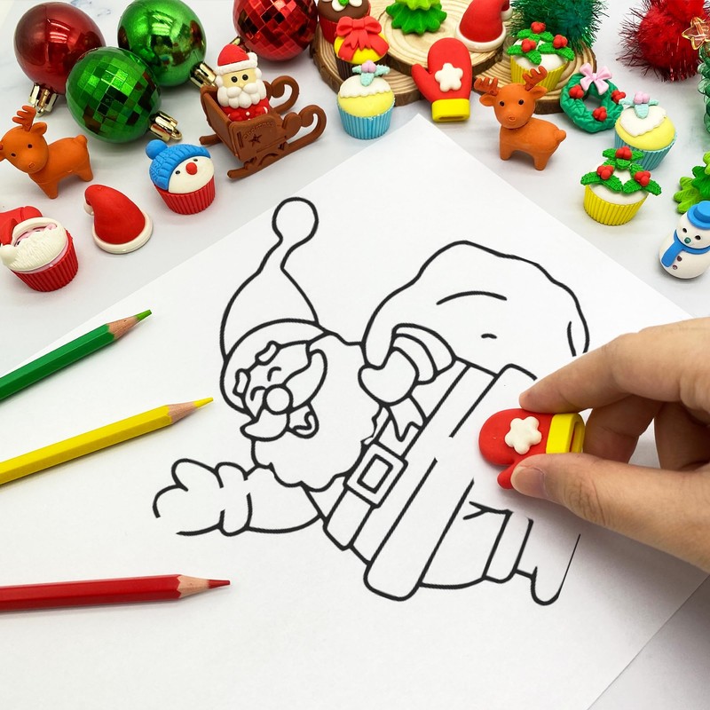 LanMa 30PC Christmas Erasers for Kids Animal Puzzle Eraser Desk