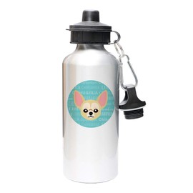 Mystic Sloth Adorable Dog Breed Design 20oz Aluminum Water Bottle with Carabiner and Choice of Lids (Silver, Chihuahua)