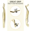 QUEWEL Lash Applicator Tool, 2 Pcs Eyelash Clusters Tweezers For