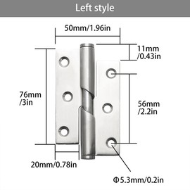 DGHAOP 2pcs Stainless Steel Lifting Hinge 3" Rising Butt Handed Lift Off Door Hinge Left