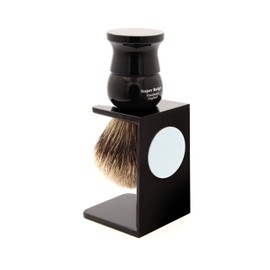 Edwin Jagger 1EJ286SDS Medium Super Badger Shaving Brush with Stand, Imitation Ebony for use with Shaving Cream or Soap for Men