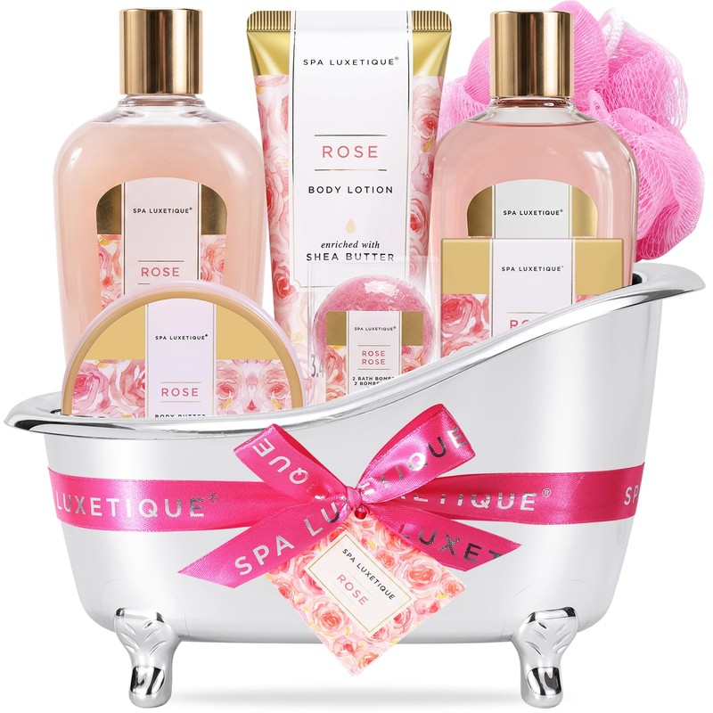 Cesta de Regalo Spa Luxetique Rose Fragrance Premium 8pc Gift