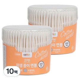 Comet sanitary paper swabs, 300 pack, 10 pcs / 코멧 위생 종이 면봉, 300개입, 10개