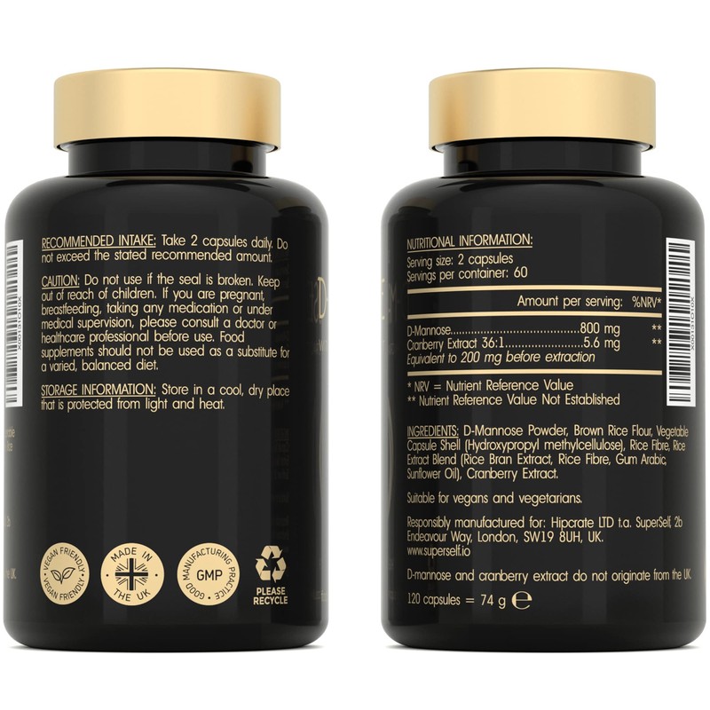 D-Mannose with Cranberry Capsules - 1000mg D Mannose & Cranberry