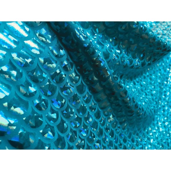 LushFabric Mermaid Scale Print Fabric Fish Tale Scales Foil -