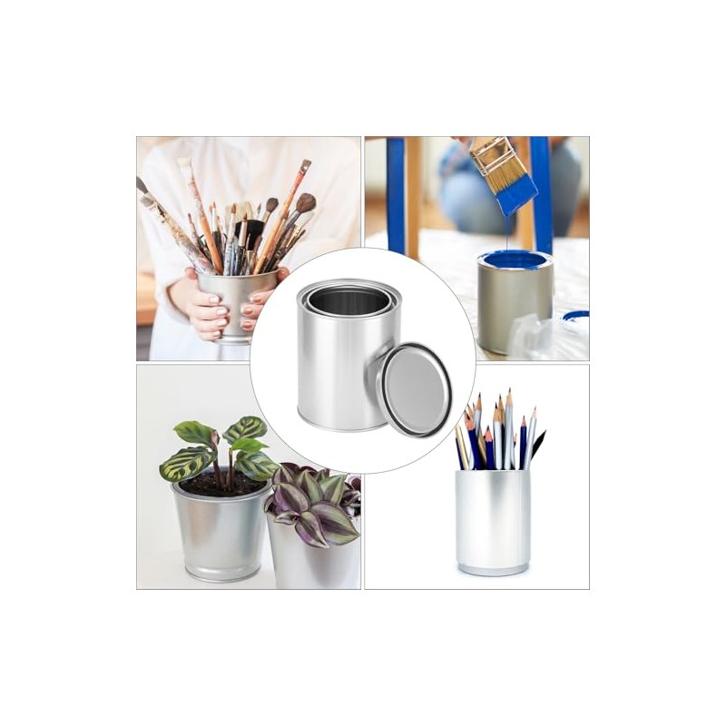 QWORK 6 Pack 1 Quart Metal Paint Cans with Lids
