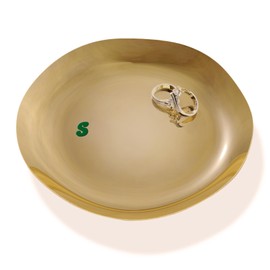 Kviceo Jewelry Tray Ring Dish, Stainless Steel Organizer in Gold-Tone Finish - Modern Holder for Earrings Keys, Wedding Shower & Engagement Gifts for Her, 4.64" (S)