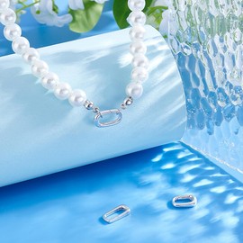 PH PandaHall 925 Sterling Silver Spring Gate Ring 3 Sizes Necklace Enhancers Oval Closures Jewellery Clasps for Bracelet Jewellery Making DIY Crafts 12/14mm