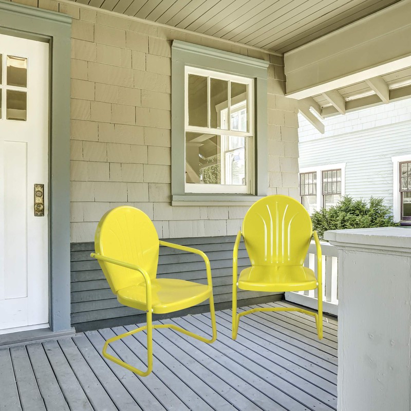 Northlight 34-Inch Outdoor Retro Tulip Steel Armchair, Yellow