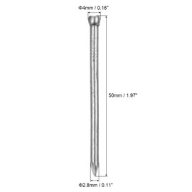 sourcing map Finishing Nails 50pcs 50mm 2 Inch Hand-Drive Hardware Carbon Steel Nail Lost Head Nail