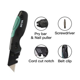 Nova Muti-tool Folding Utility Knife with 5 Extra Utility Blades, Quick-Change Blades & Blade Storage, Multifunctional Heavy Duty Box Cutter for DIY & Professionals