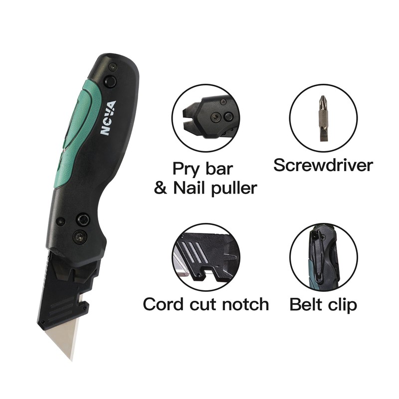 Nova Muti-tool Folding Utility Knife with 5 Extra Utility Blades,