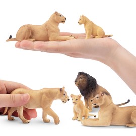 TOYMANY 6PCS Lion Figures Set, Wild Animal Figures, Animal Models, Parent and Child, Home, Realistic Animal Models, Popular Animals, Toys, Birthday Present, Christmas, New Year, Ornaments Collection,