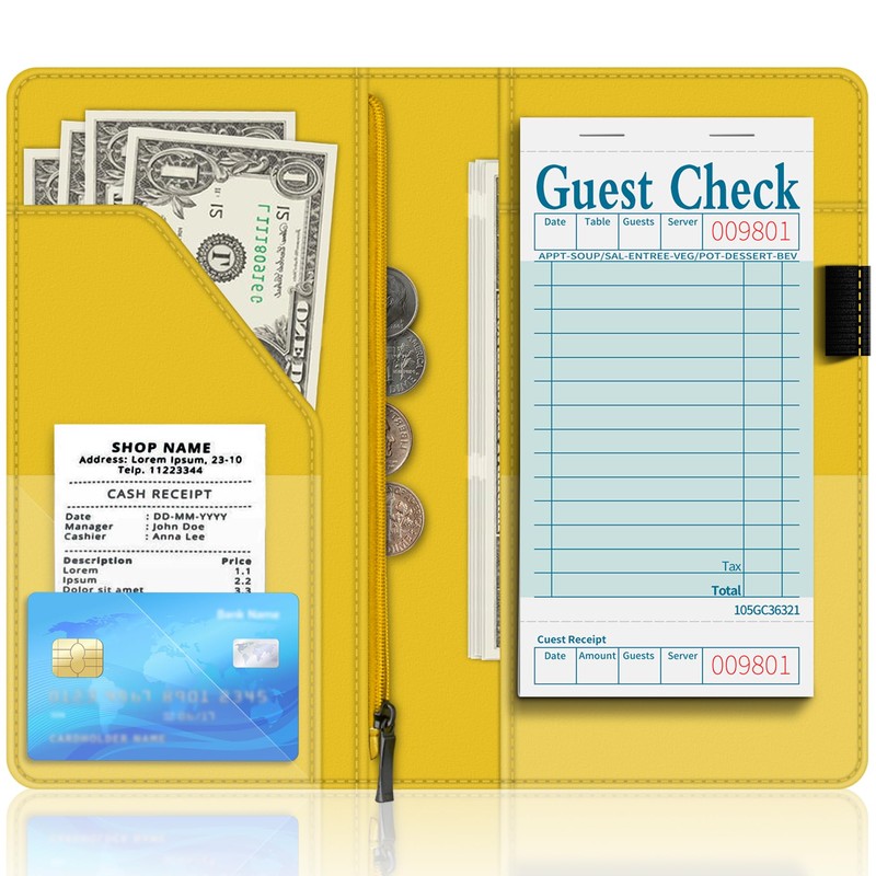 BVYA Server Book for Waitress, 5x9 Inch Server Book with