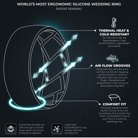 Saco Band Silicone Ring for Men - 8mm Width 2.3mm Thick (Black - Size 9.5-10 (19.80mm))