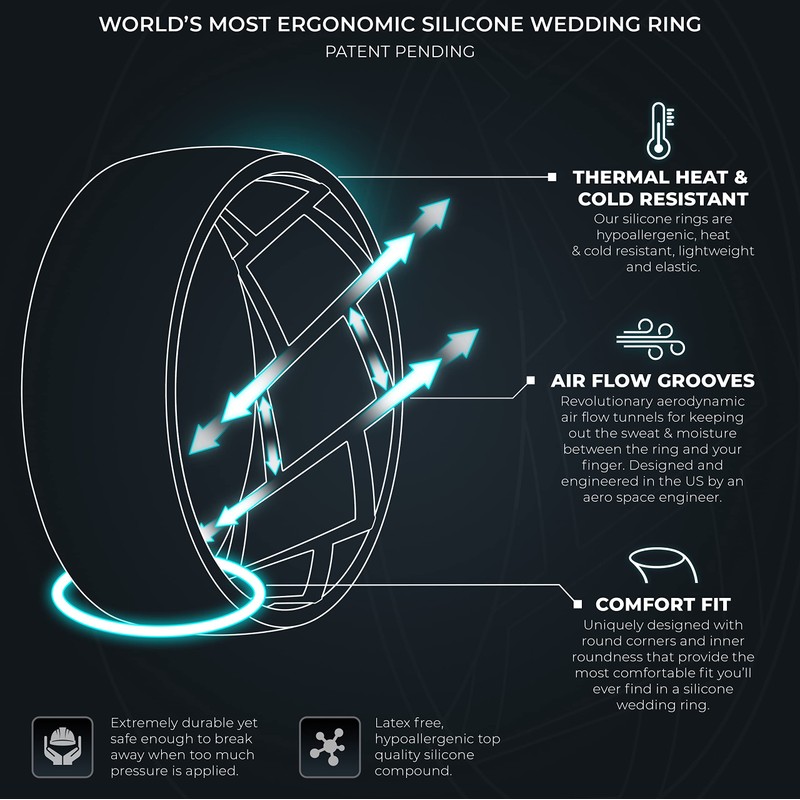 Saco Band Silicone Ring for Men - 8mm Width 2.3mm