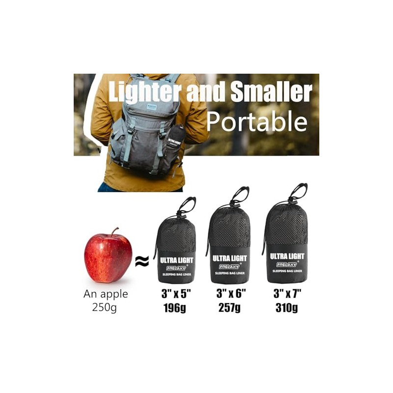 Frelaxy Ultralight Sleeping Bag Liner - Compact & Breathable Travel