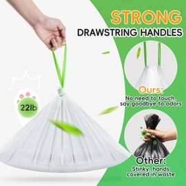 60 Pack Cat Litter Box Liners for Meo Want SC01, MW-SC02, MW-LR01,1.5 Mil Thick Drawstring Heavy Duty Leak-proof Disposable Smart Self-Cleaning Litter Box Robot Waste Drawer Trash Bags 18" x 12.6"