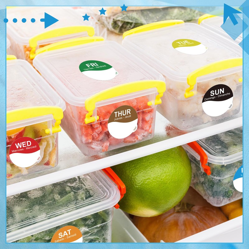 Sayglossy 7000 Pcs Day of Week Label Food Label Monday