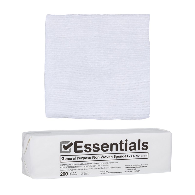 Essentials Non-Sterile Gauze Sponges – 2" x 2", 4-Ply, Non-Woven