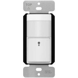 TOPGREENER PIR Motion Sensor Light Switch, Occupancy & Vacancy Motion Sensor Switch, 𝐎𝐩𝐞𝐫𝐚𝐛𝐥𝐞 𝐖𝐢𝐭𝐡𝐨𝐮𝐭 𝐆𝐫𝐨𝐮𝐧𝐝 𝐖𝐢𝐫𝐞, No Neutral Wire, Single Pole, TDOS5-HL-W, White