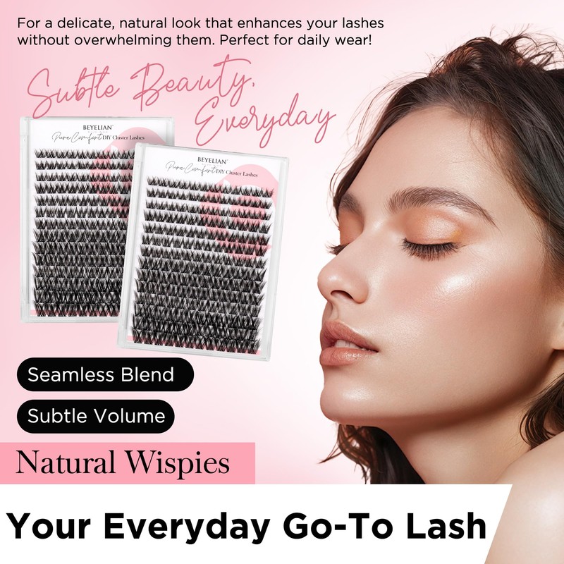 BEYELIAN Lashes Clusters D Curl 182 Pcs 10-16mm Cluster Lashes